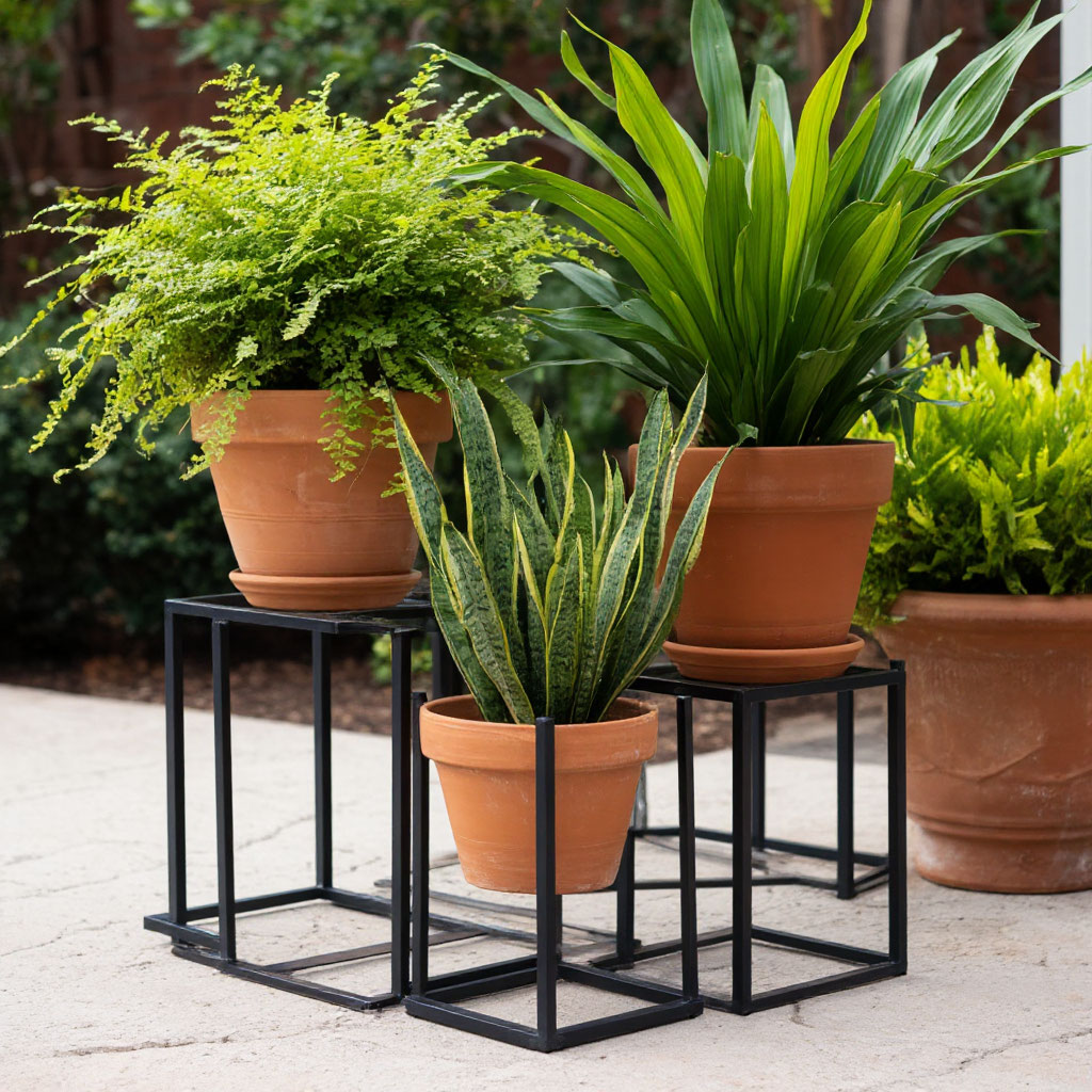 Steel decor builds with custom plant stand
